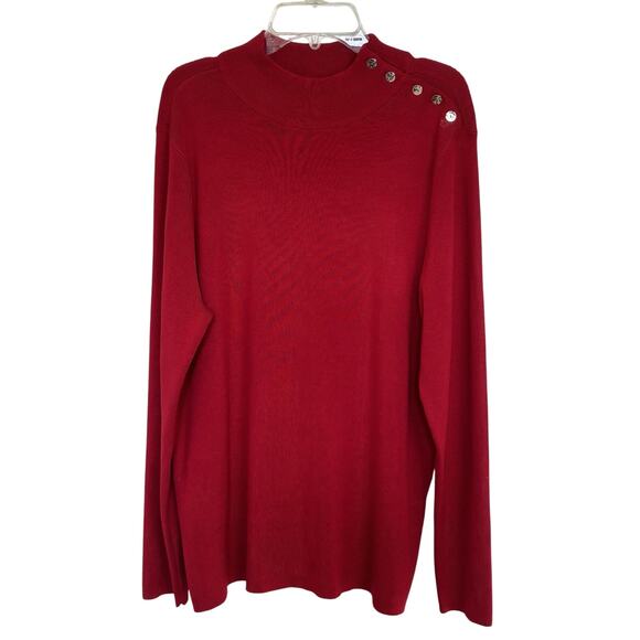 Chico’s Red Holiday Christmas Party Sweater Size 3 XL Stretch Classic Slinky - Picture 1 of 5